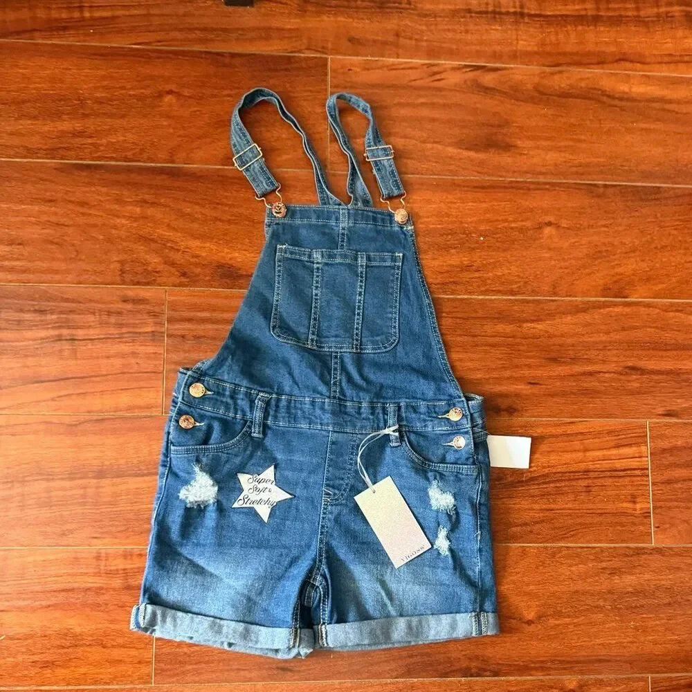 Kids Girls Denim Blue Shorts L